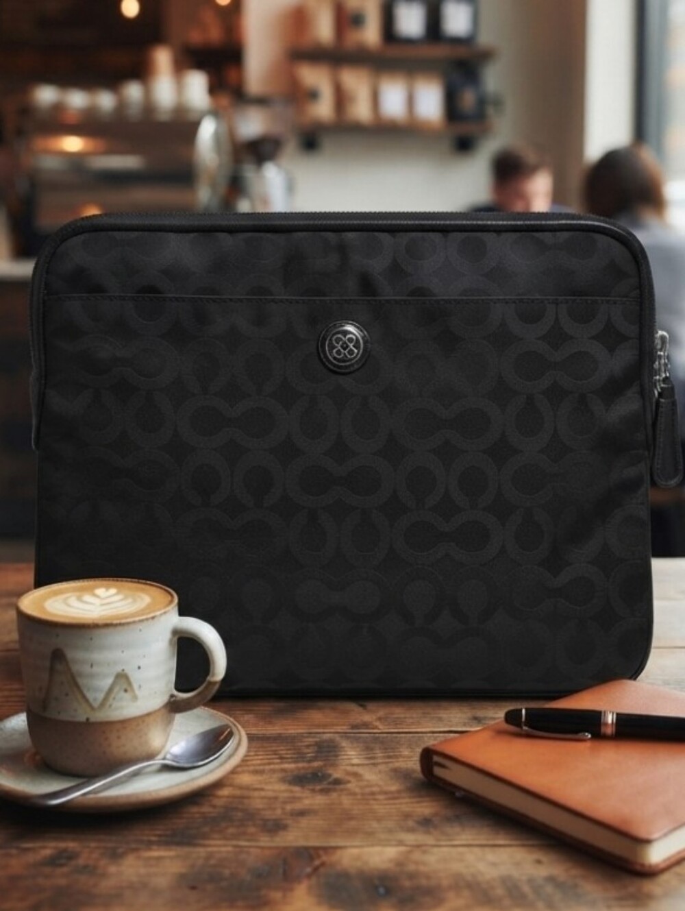 VTG Coach Black Signature C Padded Laptop/Tablet Sleeve Case GUC Monogram Logo